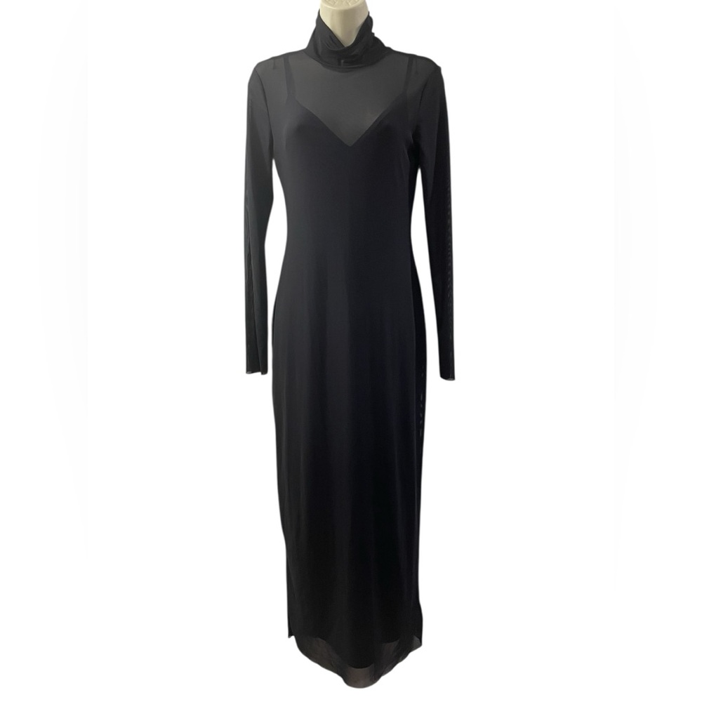 Nordstrom Black Long Sheer Sleeve Dress Size Medium